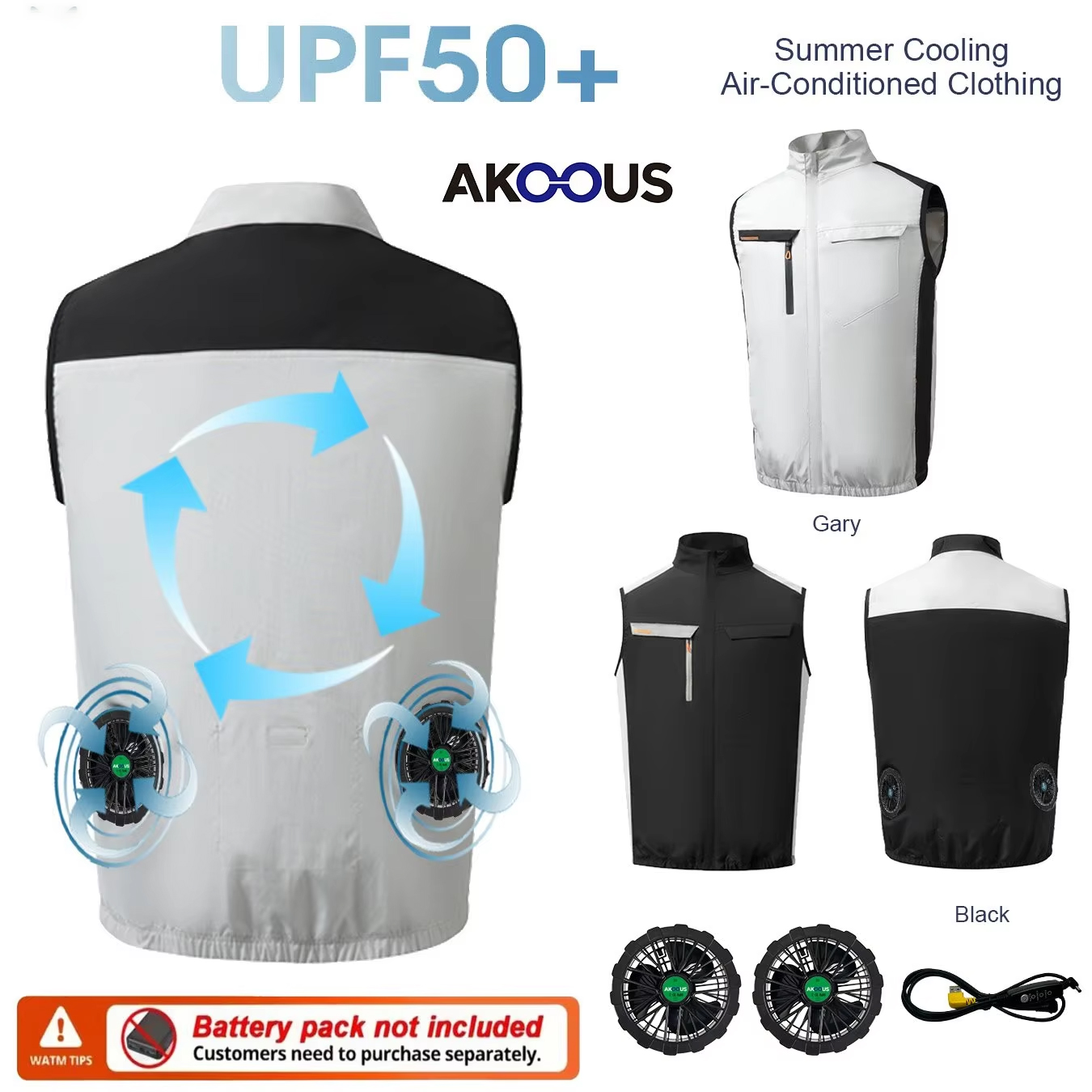 6500 RPM 12 V/5 V USB-koelventilator Vest Unisex Airconditioning Kleding Zomerkoelingsjack voor werk Outdoor Camping Wandelen Vissen