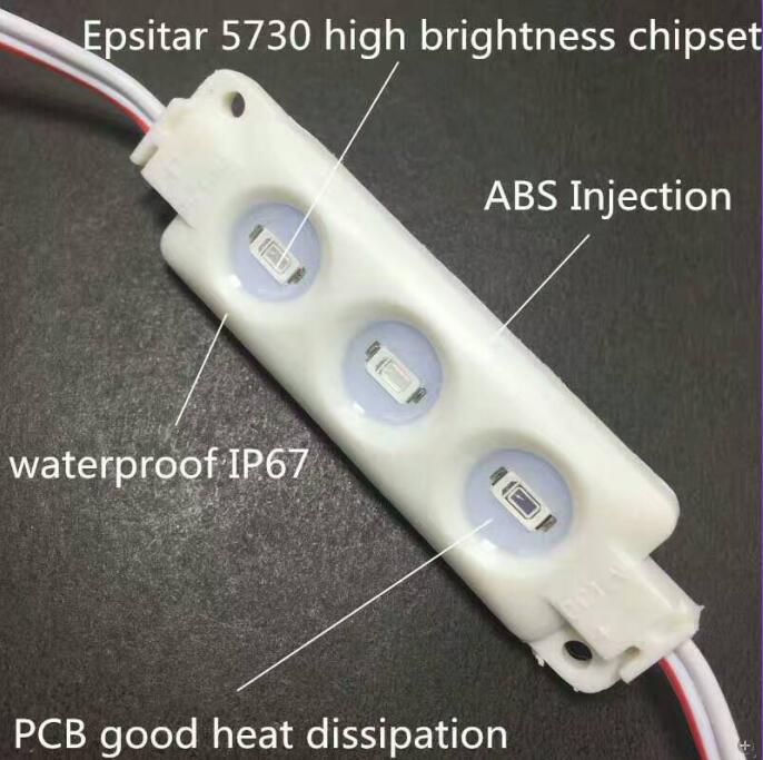 100pcs/lot Injection LED module waterproof 5730 LED Backlight 12V 0.72W for Advertising sign and Channel Letter lighting box