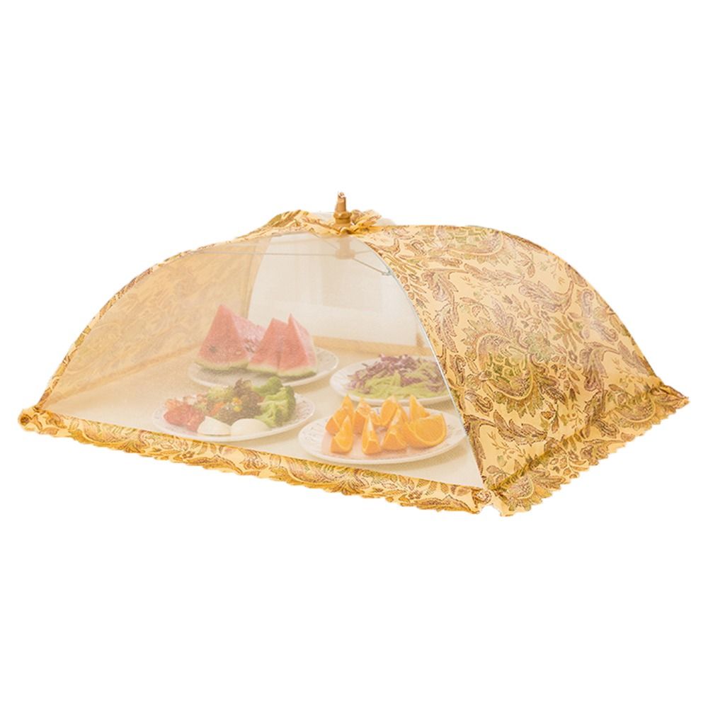Stain Proof Dustproof Dining Table Lace Fabric Dish Tent Food Net Food Cover Food Lid Table Cover Kitchen Gadgets: WHITE