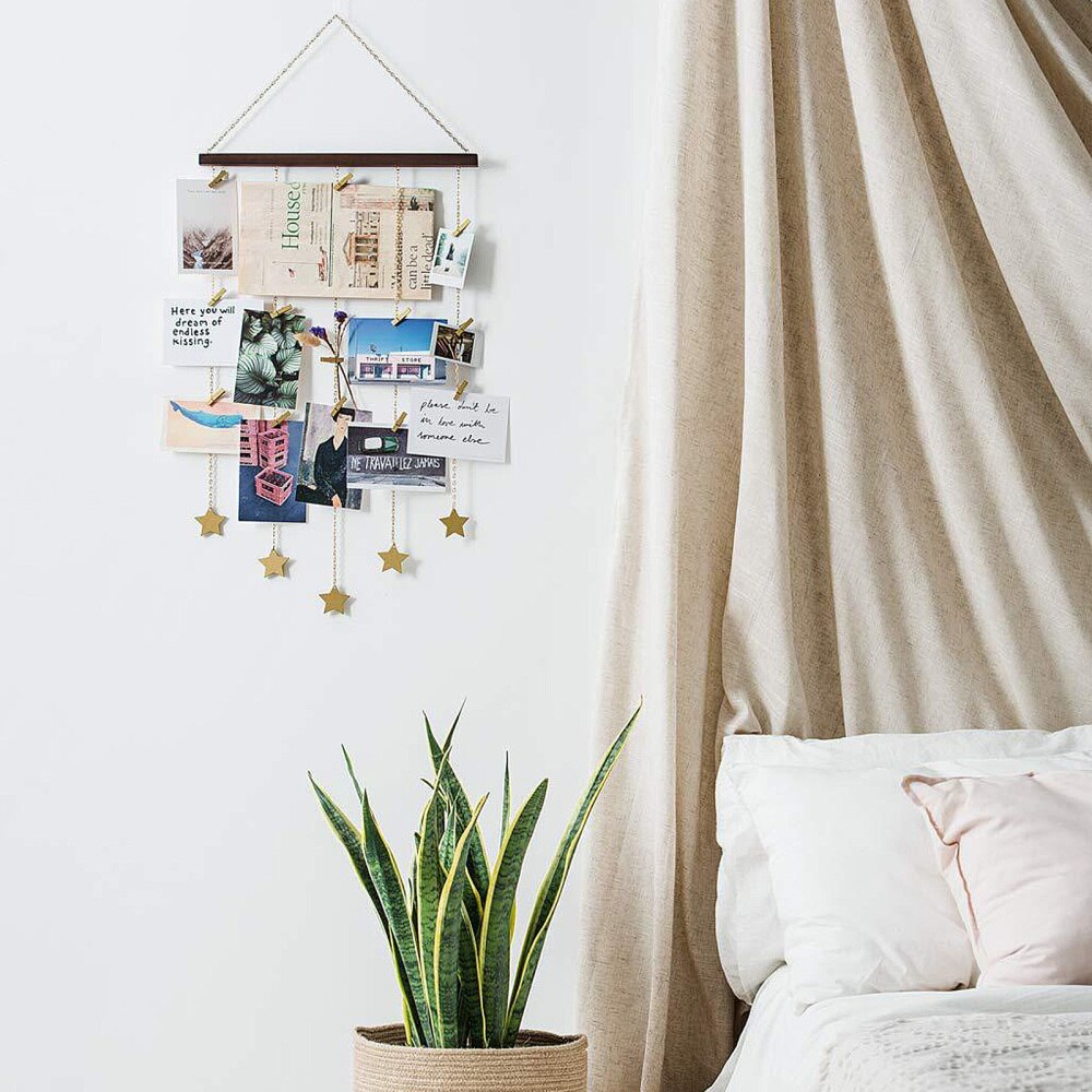 Solid Wood Photo Wall Postcard Star Display Rack Home Decor DIY To Install Wooden Crafts Stand