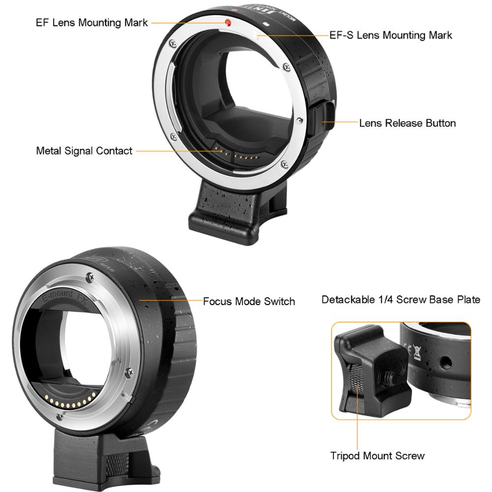 Jintu Auto-Focus Lens Full-Frame Mount Adapter EF-NEX Ii Voor Canon Ef EF-S Lens Sony Nex a7 A7R A7S A7RII A6500 A6300 Nex 5 7