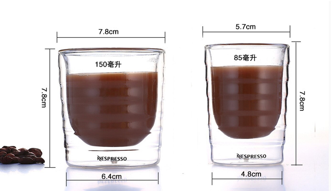 Tasse en verre à café à Double paroi de Nespresso, 85ml 150ml 350ml, après le thé, 1 pièce
