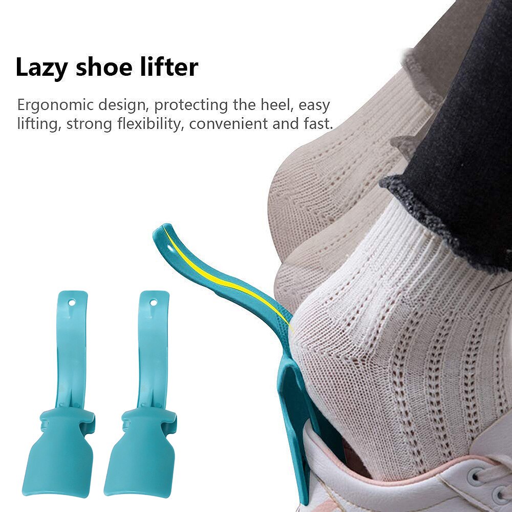 2 stk/sæt zapato de cuerno perezoso, herramienta de cuerno de zapato cómodo, zapato de calzador fácil de poner y apagar