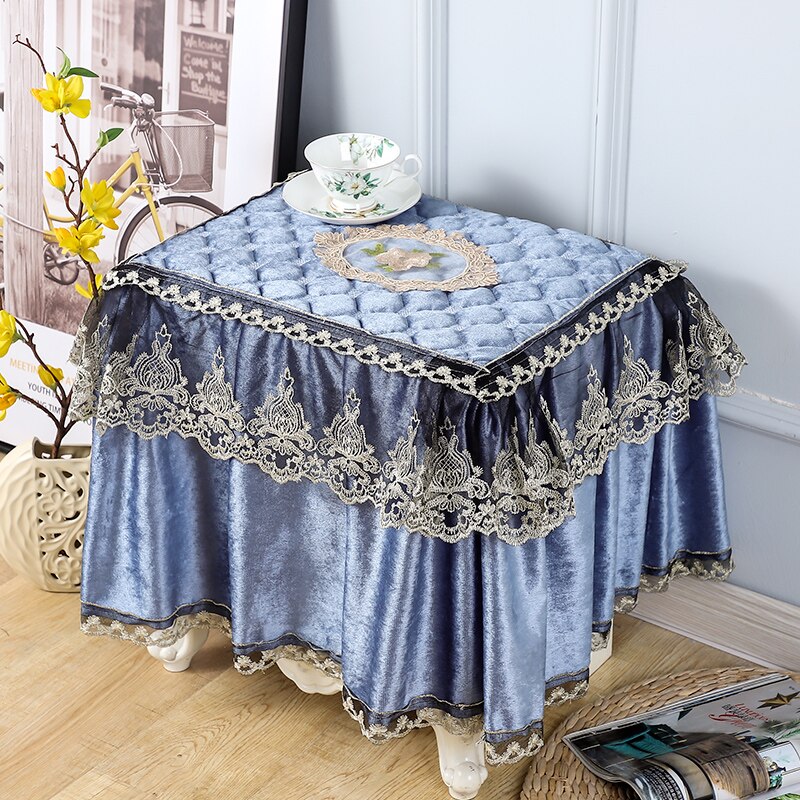Flannel bedside table cover cloth European style lace bedroom fabric small table cloth bedside table cover square towel Luxury
