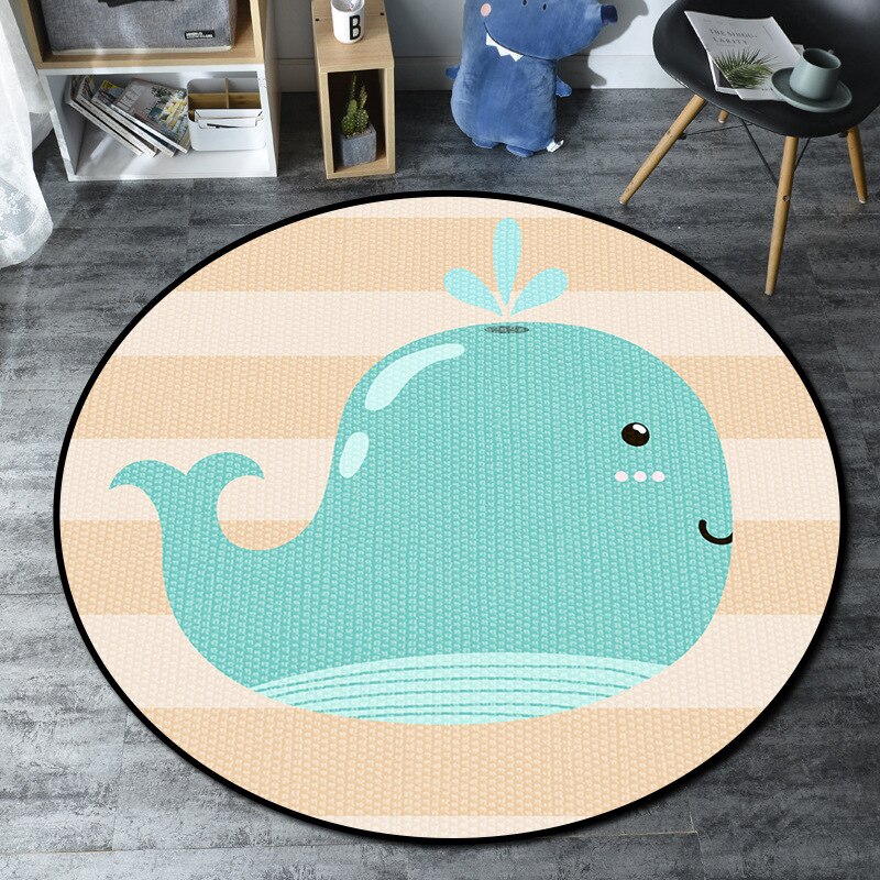 Tapis rond animaux de dessin animé 100cm, tapis rampant pour bébé, panier suspendu, coussin de chaise, tapis de sol, tente de jeu: 7