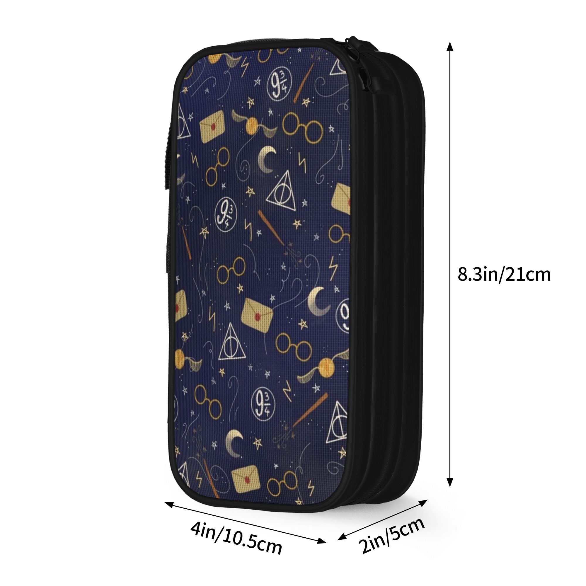 H-HP-P Harry Potter etui dubbele laag grote capaciteit schoolaccessoires pennenkoker: zwart
