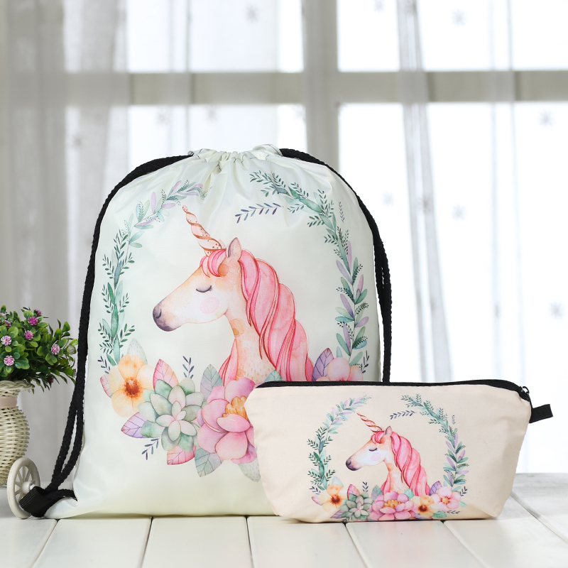 Nova fábrica saco de ombro das mulheres unissex saco de ombro dos homens de impressão de unicórnio