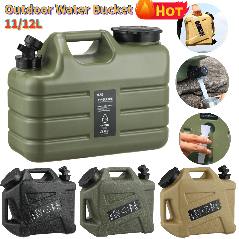 Cubo de agua para exteriores de 11/12L, bolsa de agua para acampar de gran capacidad, contenedor con grifo, tanque de agua de conducción para Picnic, senderismo, emergencia