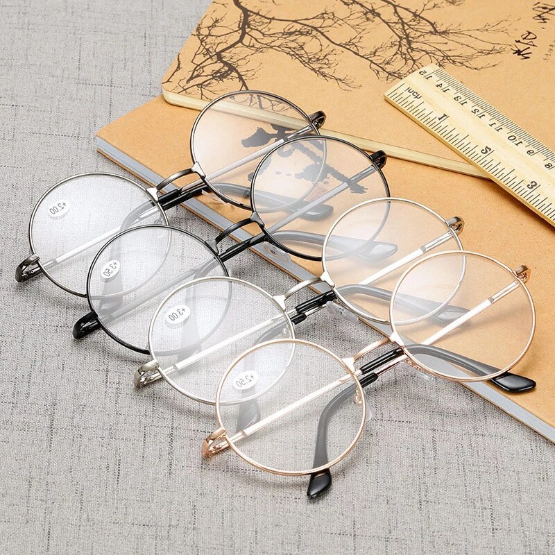 Retro Metalen Ronde Frame Leesbril Vrouwen Mannen Verziend Brillen Brillen Dioptrie + 1.0 + 1.5 + 2.0 + 2.5 + 3.0 + 3.5 + 4.0