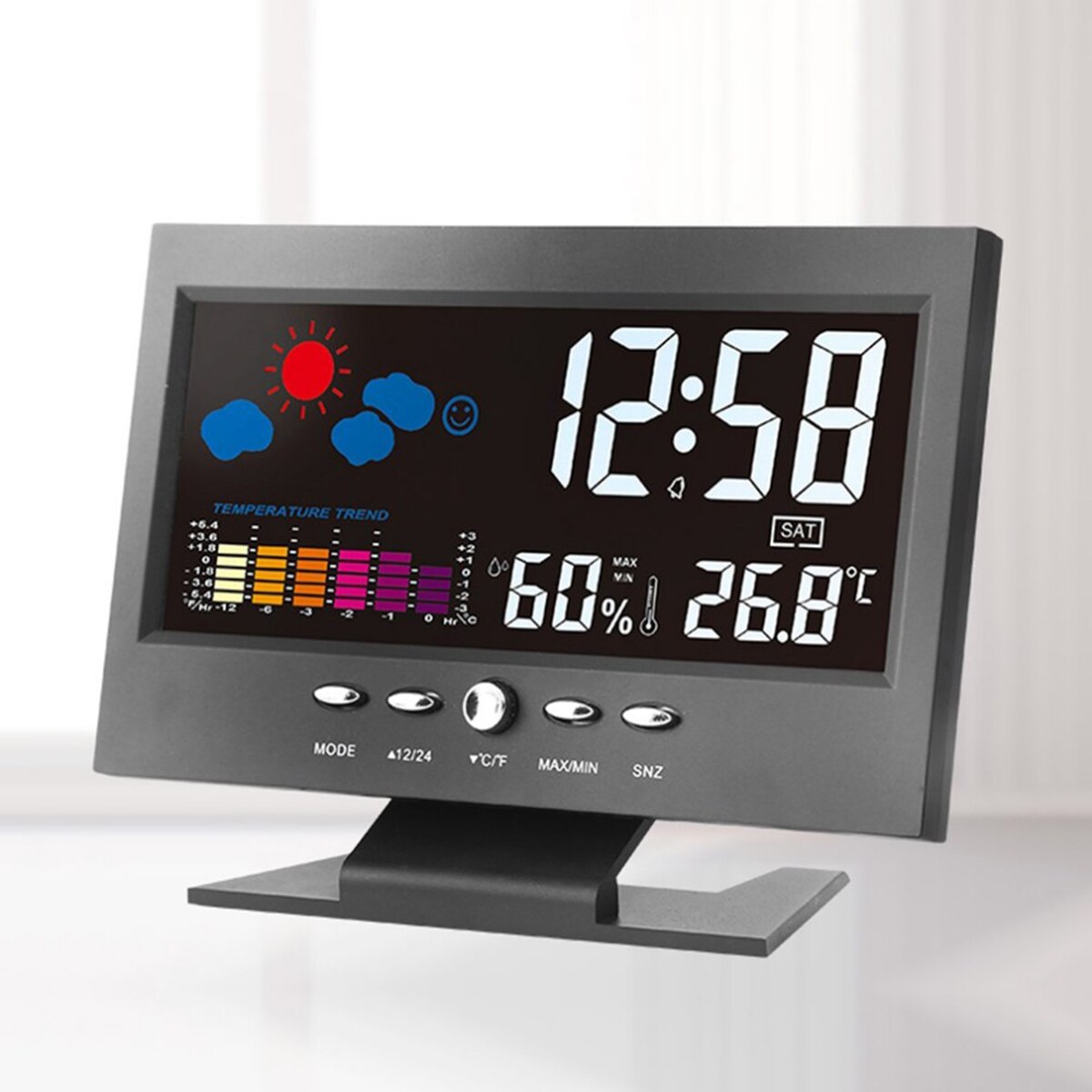 Multifunctionele Digitale Wekker Indoor Temperatuur Kalender Vochtigheid Monitor Weersverwachting Bureauklok