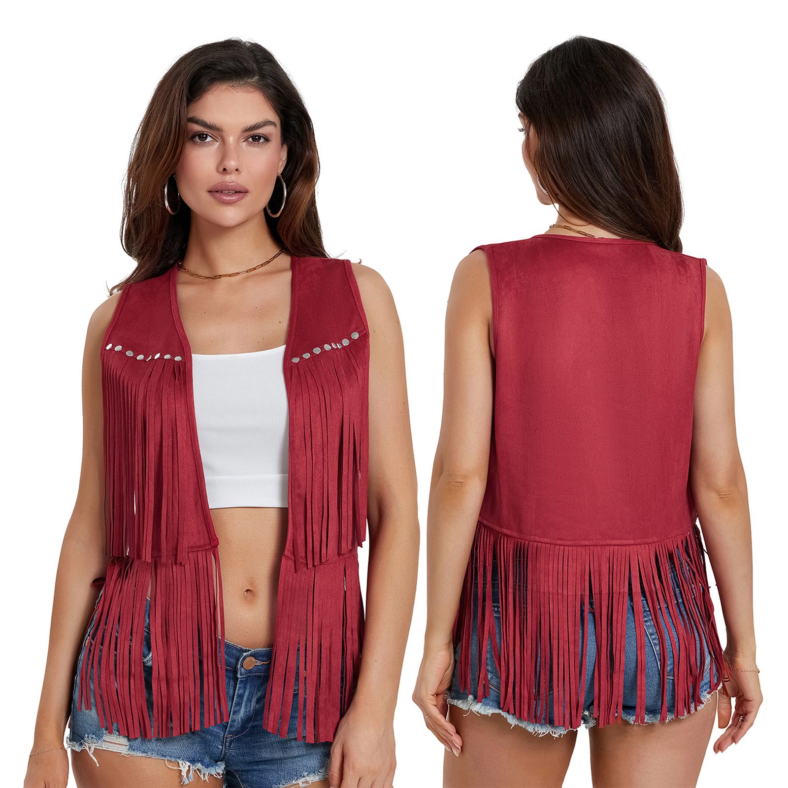 Women's Boho Hippie Waistcoat Vest Lightweight Solid Color Open Front Sleeveless Jacket with Tassel for Streetwear Outerwear: XXL / Blue