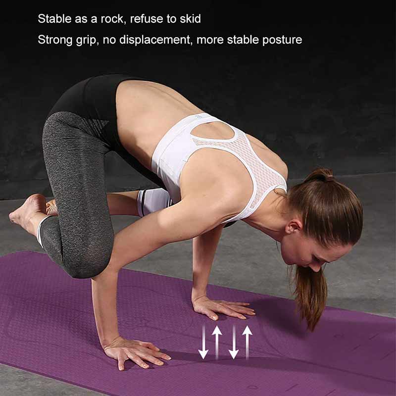 183*61*0.6cm Yoga Mat With Non-slip Positioning Line Fitness Mat Outdoor Leisure Fitness Accessories Suitable For Beginners