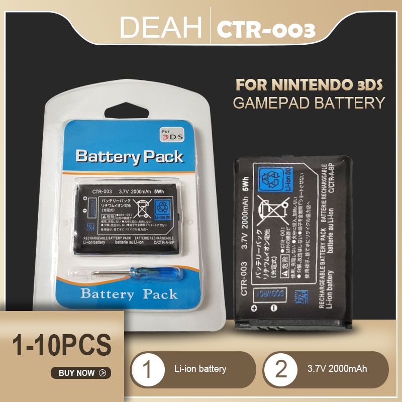 1-10 Stuks 3.7V 2000Mah Lithium Oplaadbare Batterij + Schroevendraaier Voor Nintendo 3DS Game Console Vervanging batterijen CTR-003