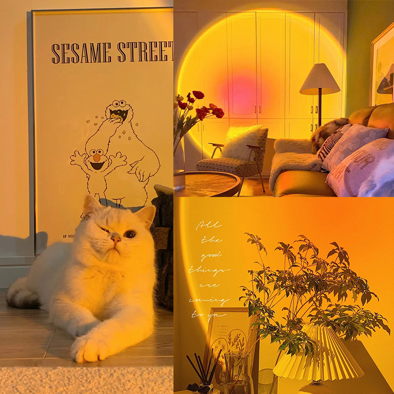 Smart Bluetooth Sunset Projection Lamp Sunset Projector Night Light APP Remote Led Lights for Room Decoration Photography