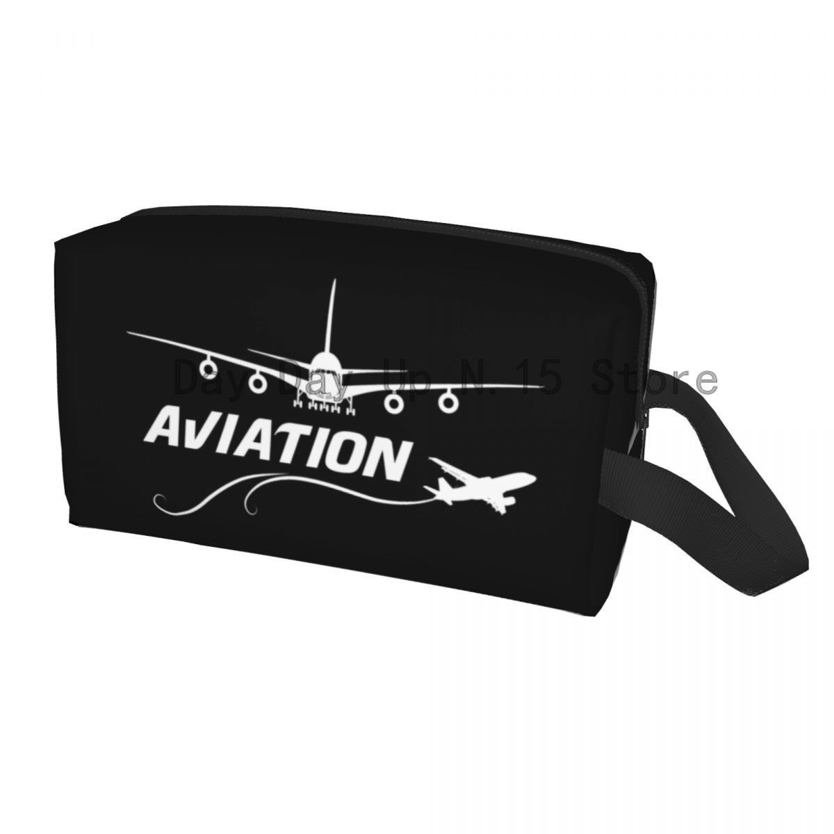Pilot Captain Stripes Cosmetic Bag Large Capacity Aviation Airplane Aviator Makeup Case Beauty Storage Toiletry Bags: SKY BLUE