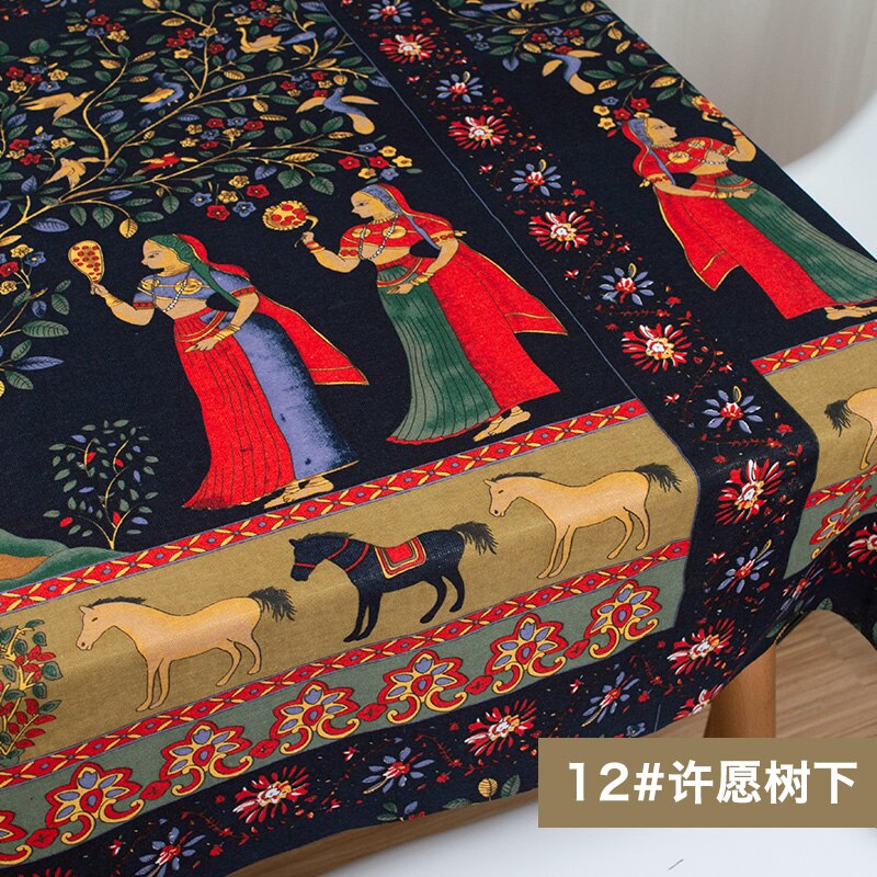 Tissu africain coton lin vintage impression tissu bricolage à la main Textile couture Patchwork pour sacs robe nappe 150*50cm: 12 horse