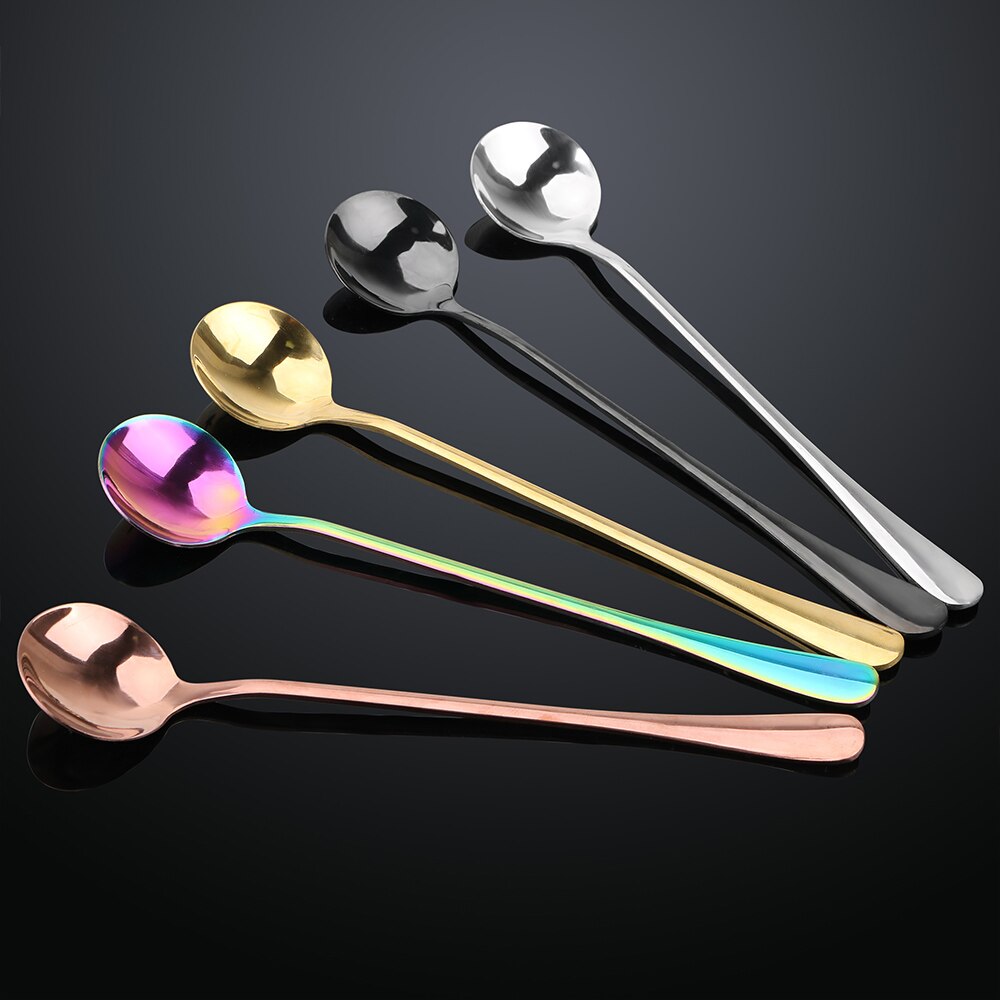 Hilife rund form långhandtag spoontableware sked hem kökice kaffesked 18.5 cm rostfritt stål