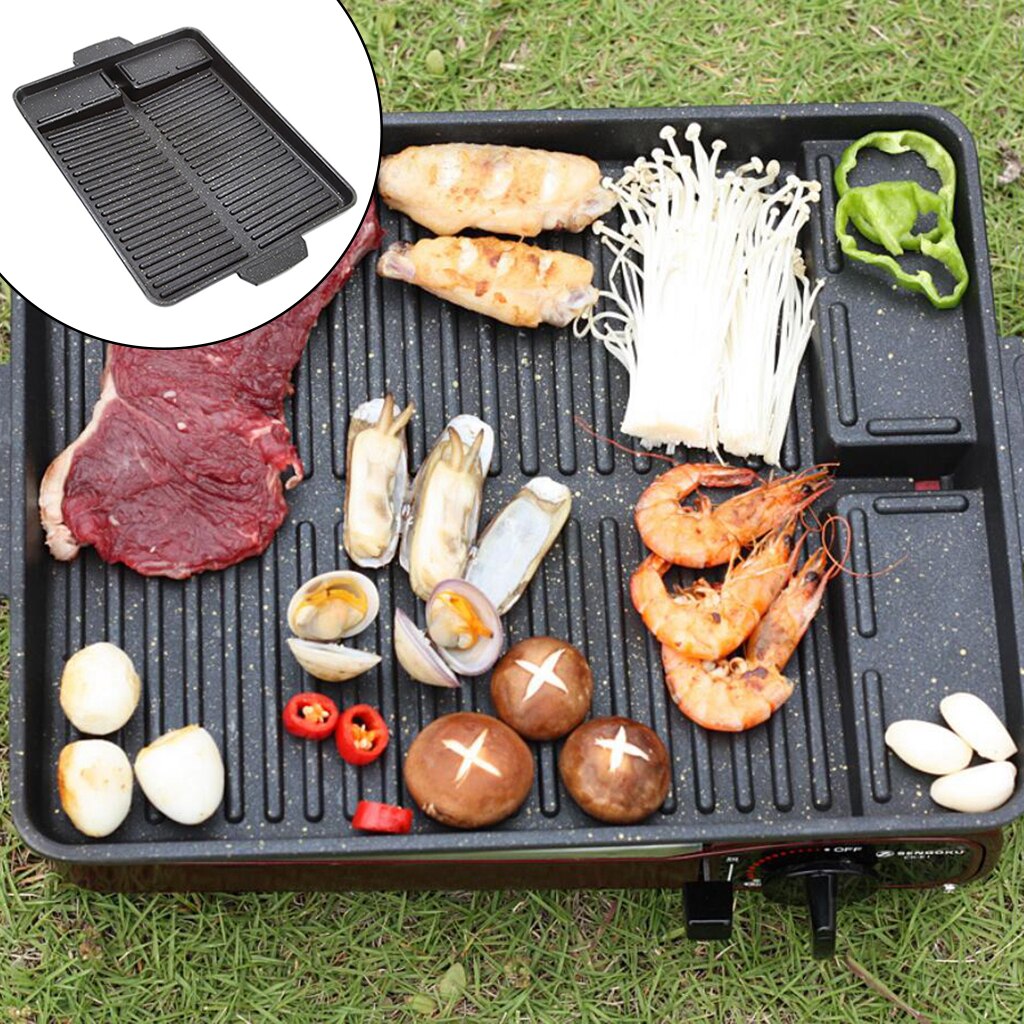 Portable BBQ Grill Pan Thicken Handle Korean Indoor Outdoor Picnic Accs