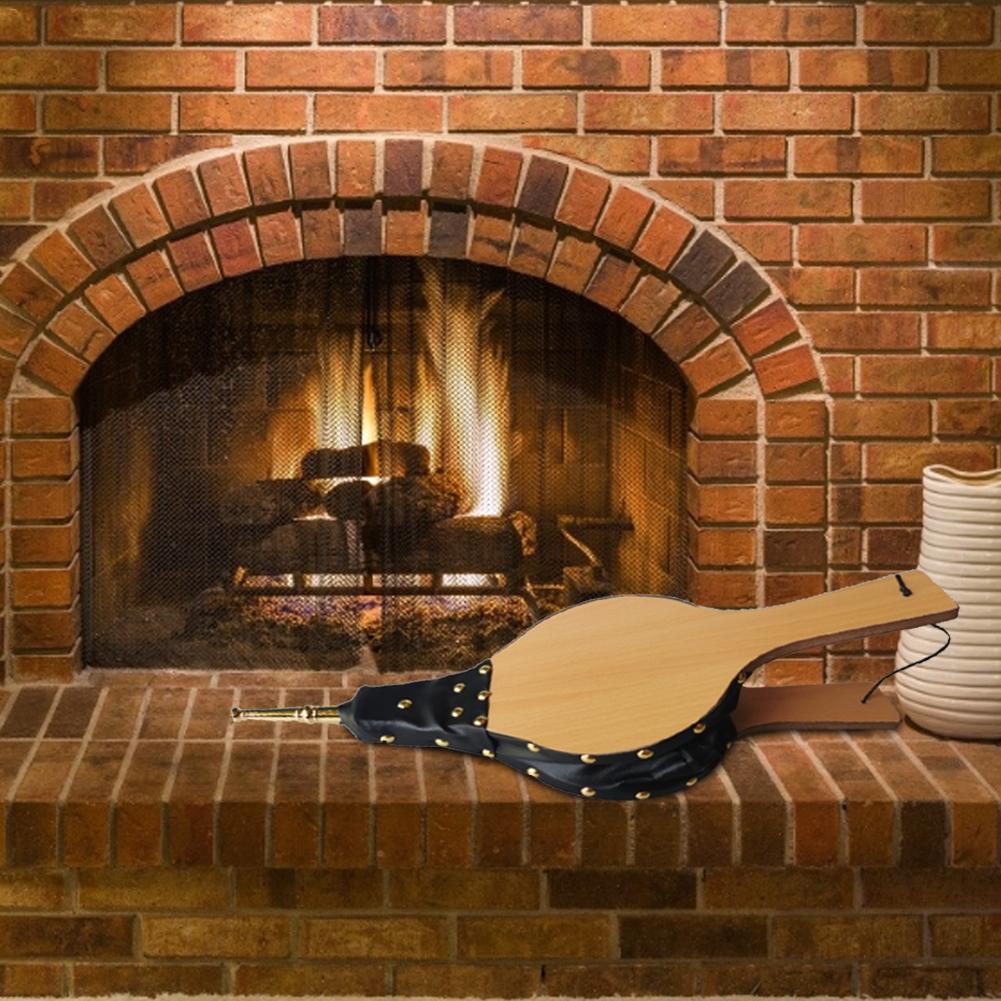 Fuelle de chimenea Manual, soplador de aire grande de MDF, herramienta de chimenea para acampar al aire libre, parrilla de barbacoa, herramienta de chimenea, 48,5x19cm