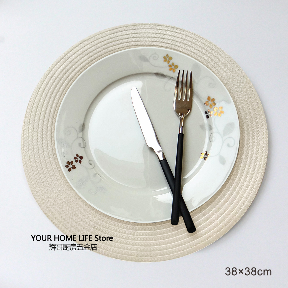 Round Placemats Set Braided Circle Place Mat Washable Table Mats for Kitchen Dining Table Mixed Color Non-Slip Place mats: M / Ivory
