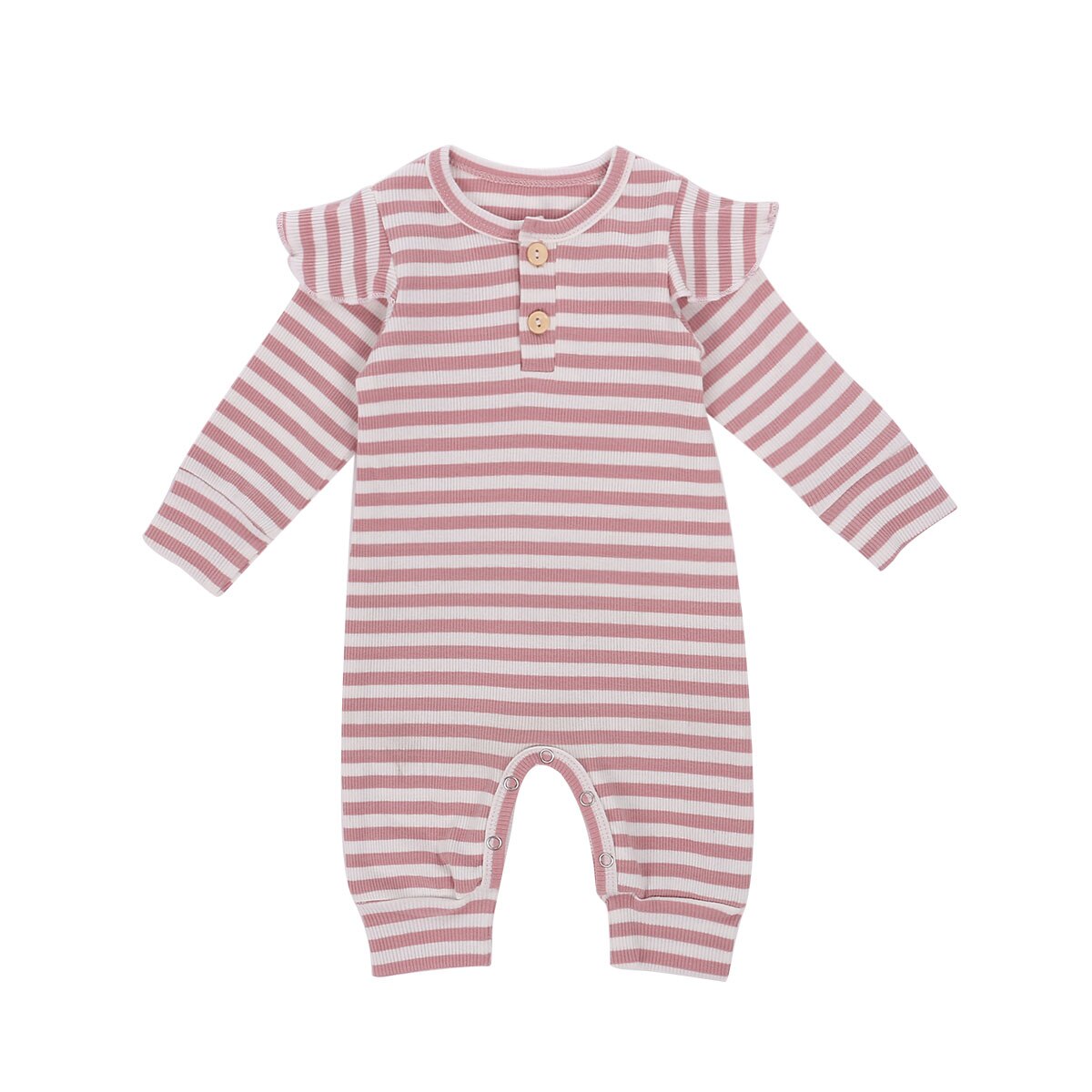 Baby jongens gestreepte outfits lente ruches mouw een stuk jumpsuit herfstkleding: A / 6m