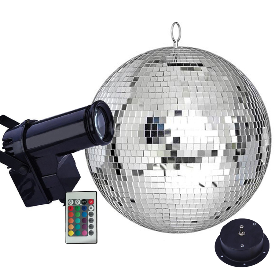 20CM 25CM Glass Rotating Mirror Ball Motor Reflection Mirror Disco Ball For KTV Bar Party Christmas With RGB Spotlight