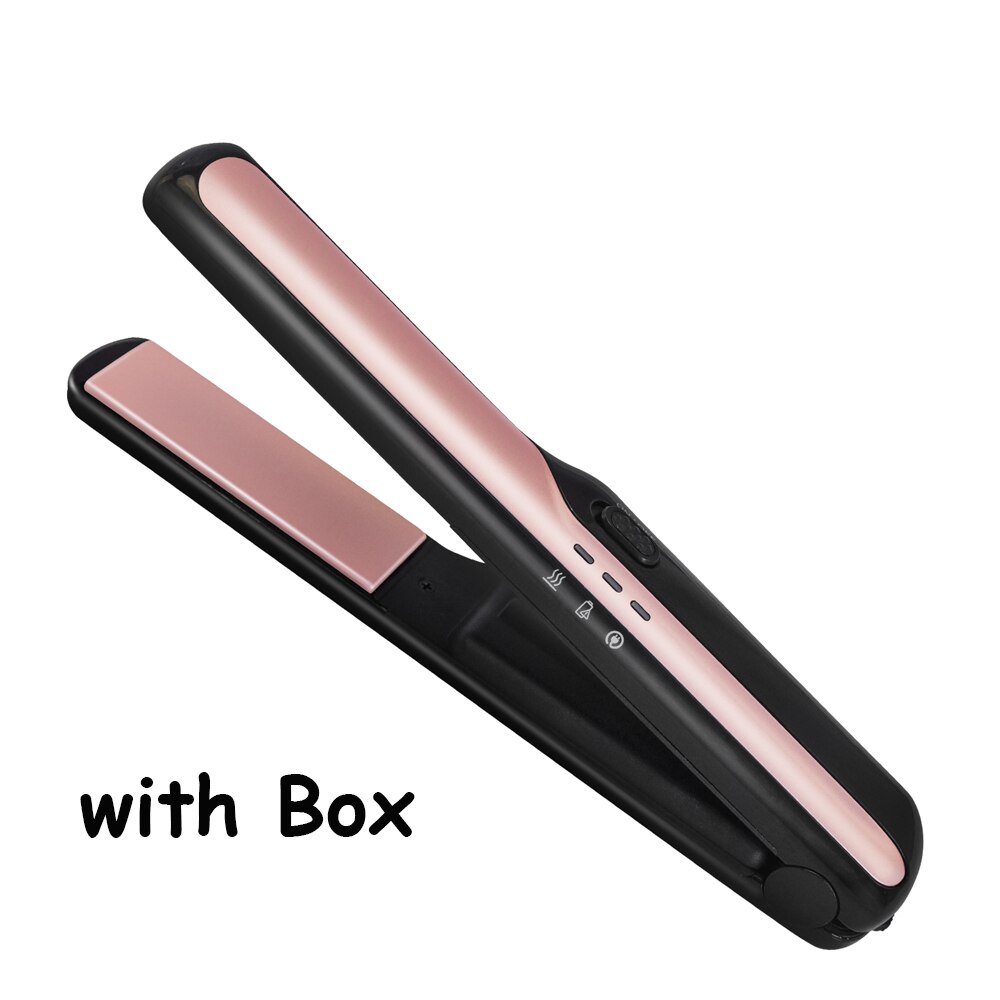 UKLISS Portable USB Hair Straightener Cordless Mini Flat Iron Hairs Straightening Recharging Hairs Tools Portable Hair Styling: Black With Box