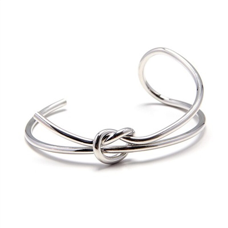 Pulsera para hombre y chica con minimalista, popular, nudo hebilla, doble nudo: Platinado