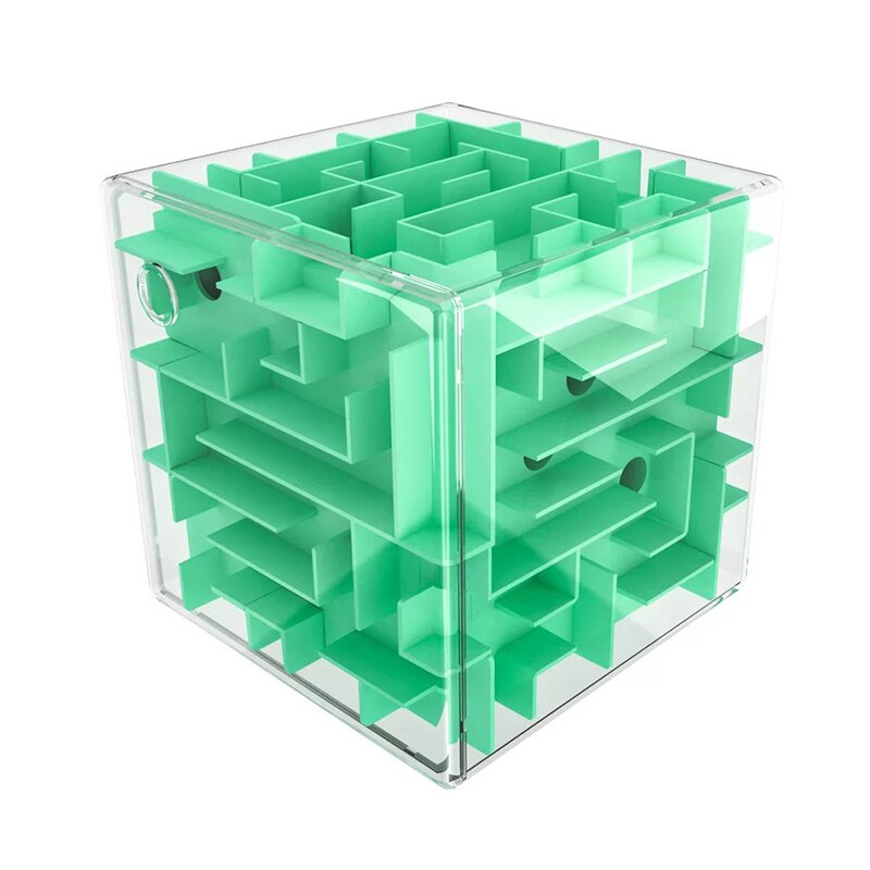 10cm Patience Games 3D Cube Puzzle Maze Toy Hand Game Case Box Fun Brain Game Challenge Toys Balance Educational Fidget toys: Macaron green 10cm