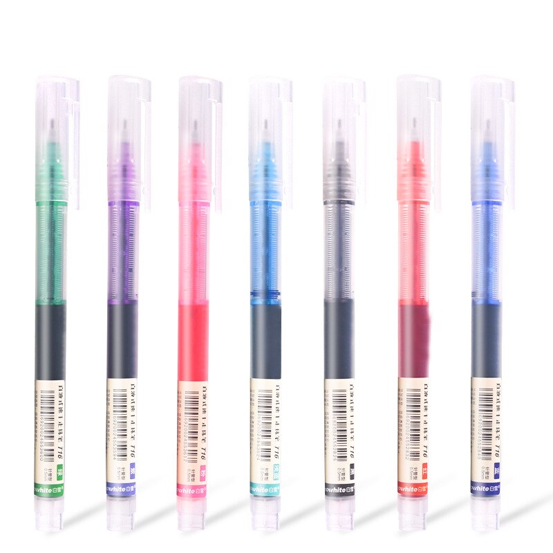 7 pcs/lot Colourful Straight Liquid Gel Pen Artistic Font Neuter Art Marker Pens School Office Stationery Supplies