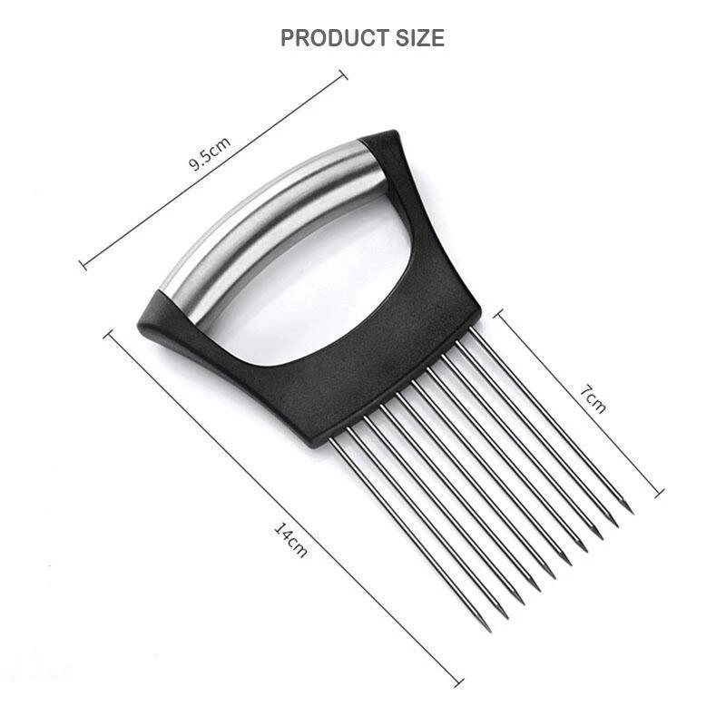 Voedsel Slice Assistent Groente Houder Rvs Ui Snijder Ui Chop Fruit Groenten Cutter Slicer Tomaat Cutter Mes