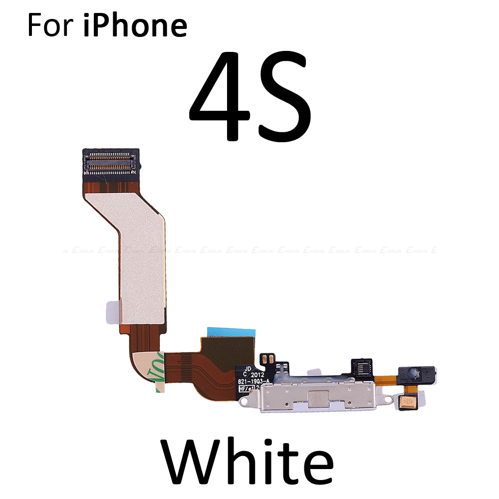 Charger Charging Port Dock Connector Flex Kabel Voor Iphone 4 4S 5 5S 5C Se Met Microfoon Hoofdtelefoon audio Jack Vervanging Deel: For iPhone 4S White