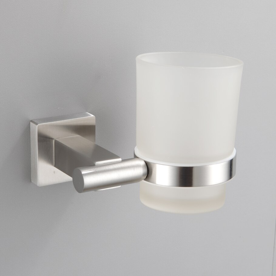 Porte-gobelet mural fixe pour brosse à dents et gobelet en verre, accessoire de salle de bain