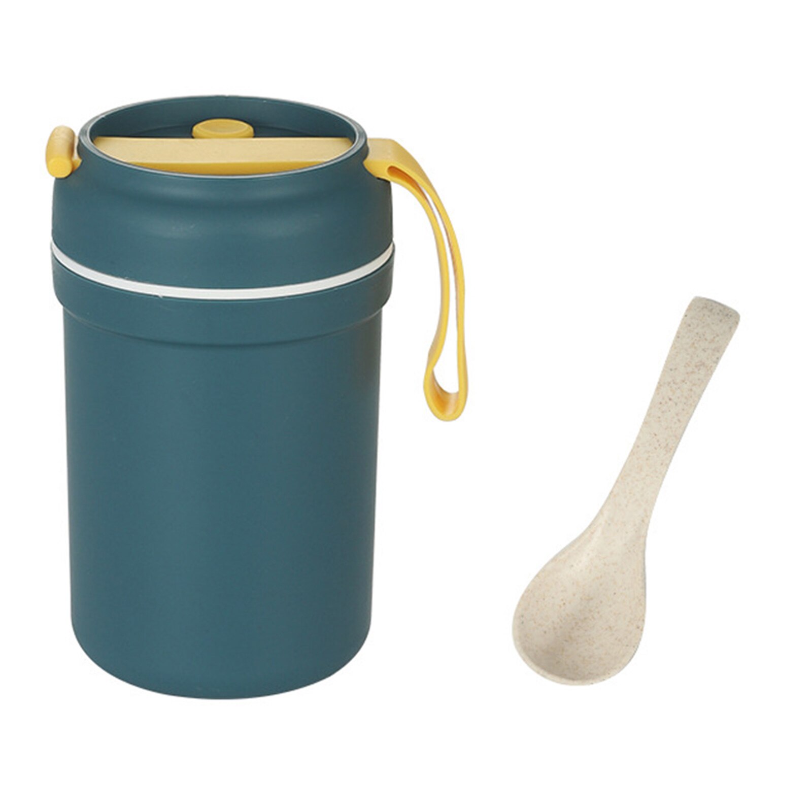 Double Layer Oatmeal Cup With Lid and Spoon Portable Plastic Soup Cup ALI88: B