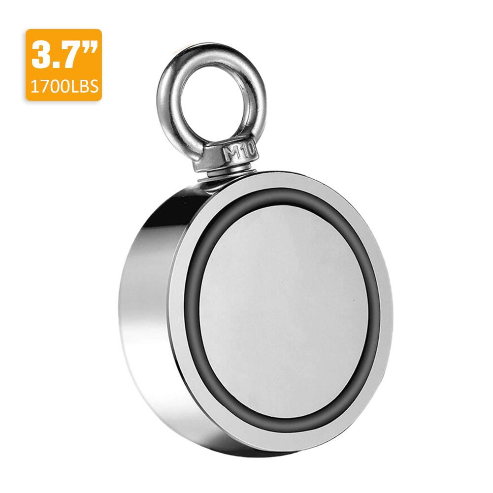 Neodímio Ímãs De Pesca (Double-Sided Magnética) rodada Ímã De Neodímio Com Olhal-Ímã Para O Rio/Lago de Pesca 4 Tamanhos