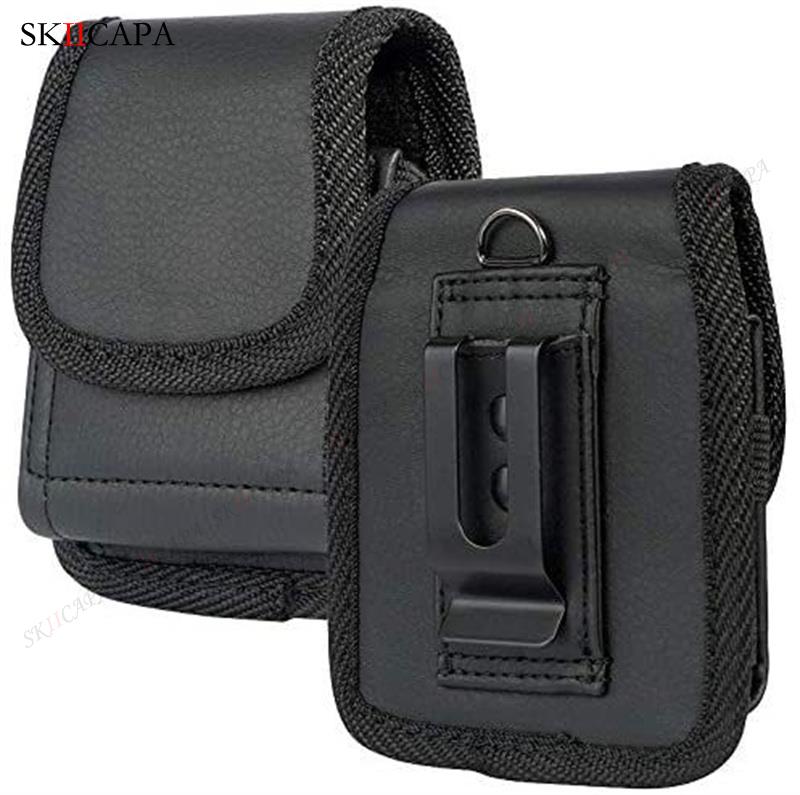 Bolsa de couro do telefone para samsung z flip 3 5g cinto clipe coldre oxford pano telefone caso para galaxy z flip3 5g SM-F711B cintura saco: For Galaxy Z Flip 3 / Black