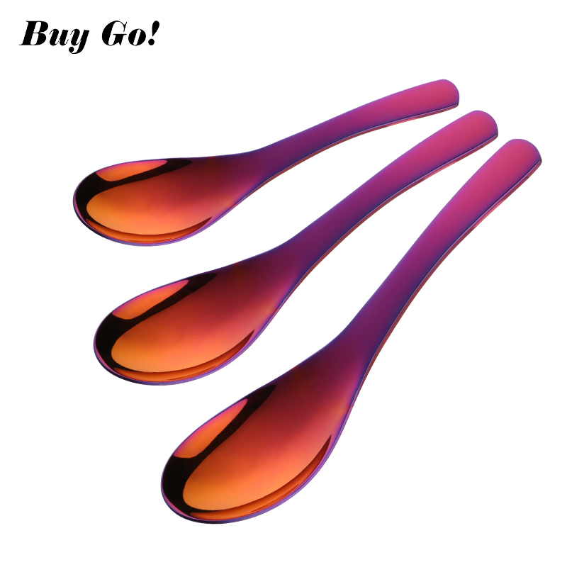 Cuchara de sopa de acero inoxidable 18/8, juego de cubiertos de lujo de mango largo dorado, coreano, para postre, té y café, S, M, L, estilo de corte real, 3 uds.