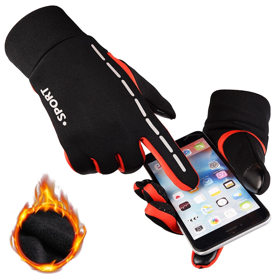 Running Gloves Waterproof Men Women Ladies Warm Fleece Winter Run Gloves Outdoor Sport Touch Screen Fitness Hiking Gloves