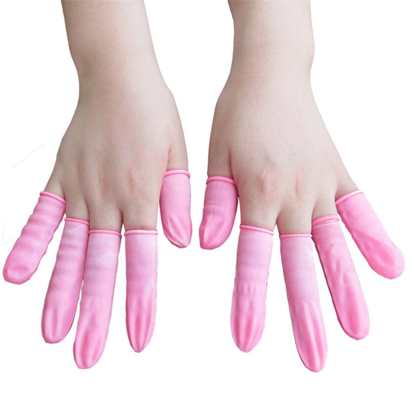100 stk latex finger barnesenge manicure arbejdshandsker skridsikker antistatisk latex fingerspids fingre beskyttelse engangs gummidæksler: Lyserød 100 stk