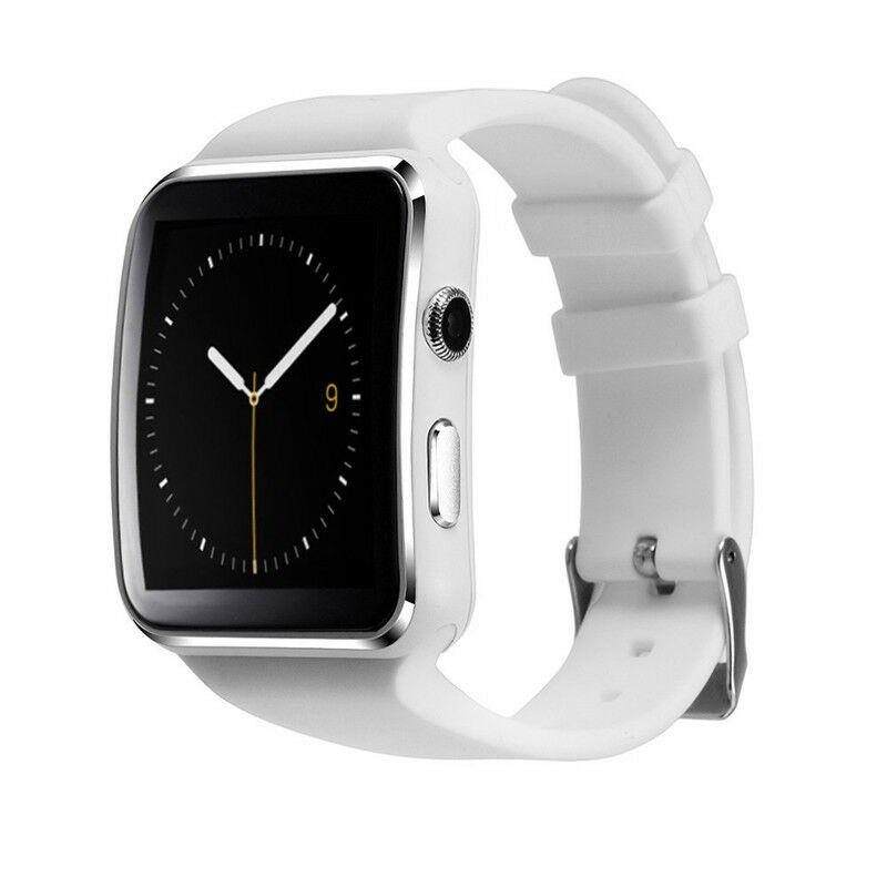 Reloj inteligente Bluetooth de para hombre X6, reloj inteligente deportivo con cámara, compatible con tarjeta SIM, Whatsapp, en Facebook: Blanco