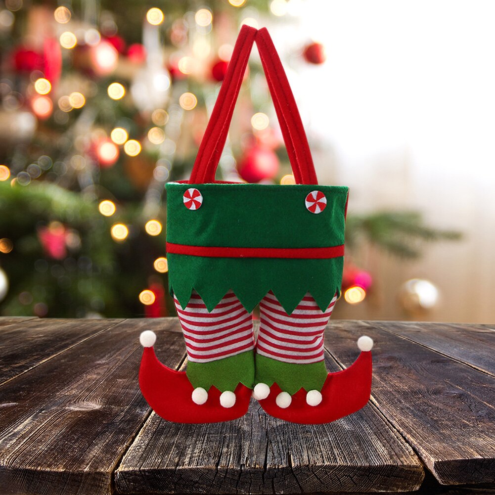 Weihnachten Süßigkeiten Tasche Santa Claus Taschen Samt Streifen Druck Handtasche Weihnachten Baum Hängen Anhänger Weihnachten Atmosphäbetreffend Dekor
