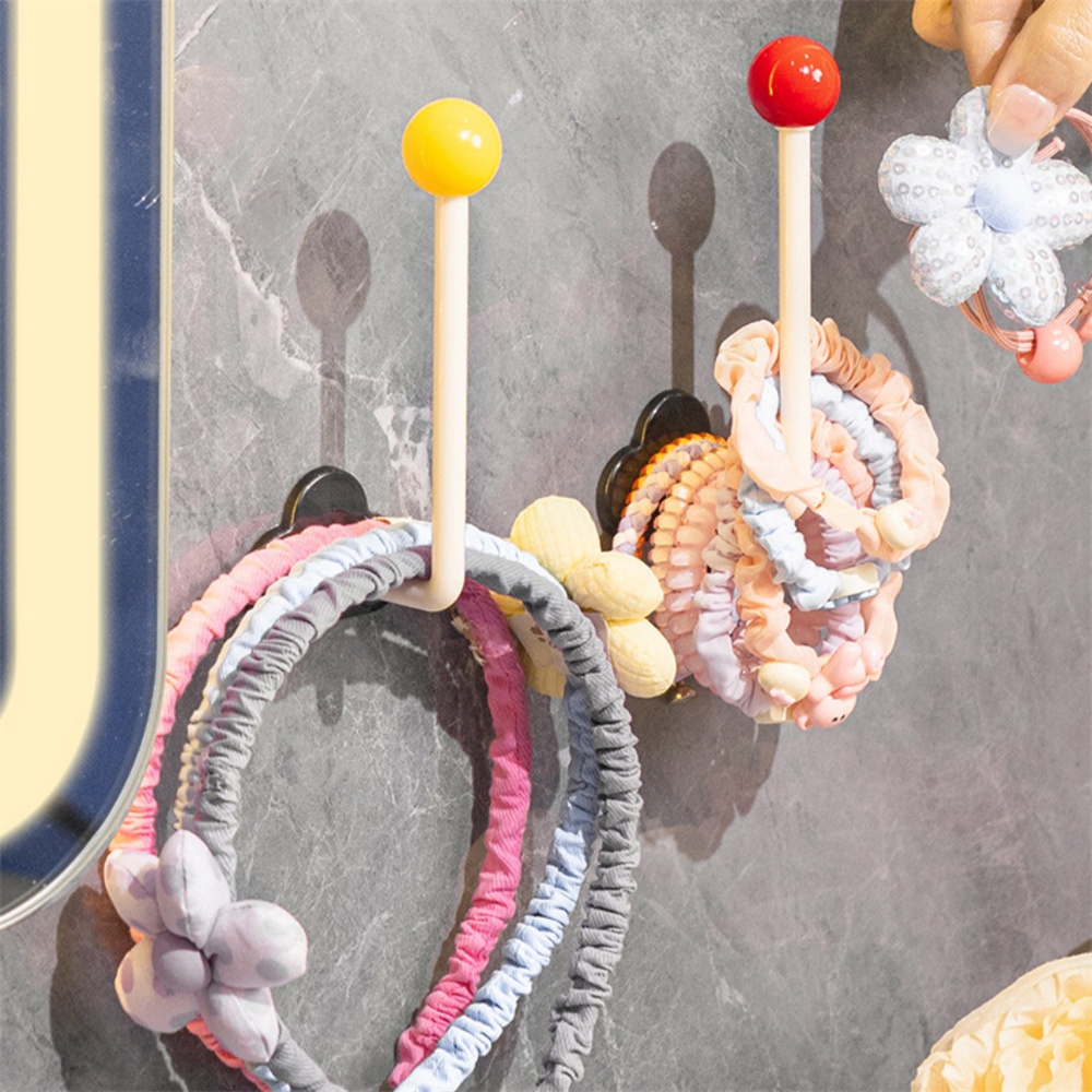 Gancho de almacenamiento multifuncional, estante de exhibición para diadema, soporte organizador para Scrunchie, ganchos sin perforaciones para baño, gancho para colgar bolsa de llaves de pared