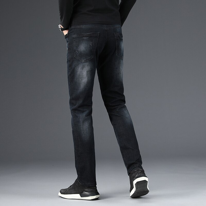 Male Jeans Men Men'S Jean Homme Denim Slim Fit Pants Trousers Straight Black Biker Business Casual Stretch Soft