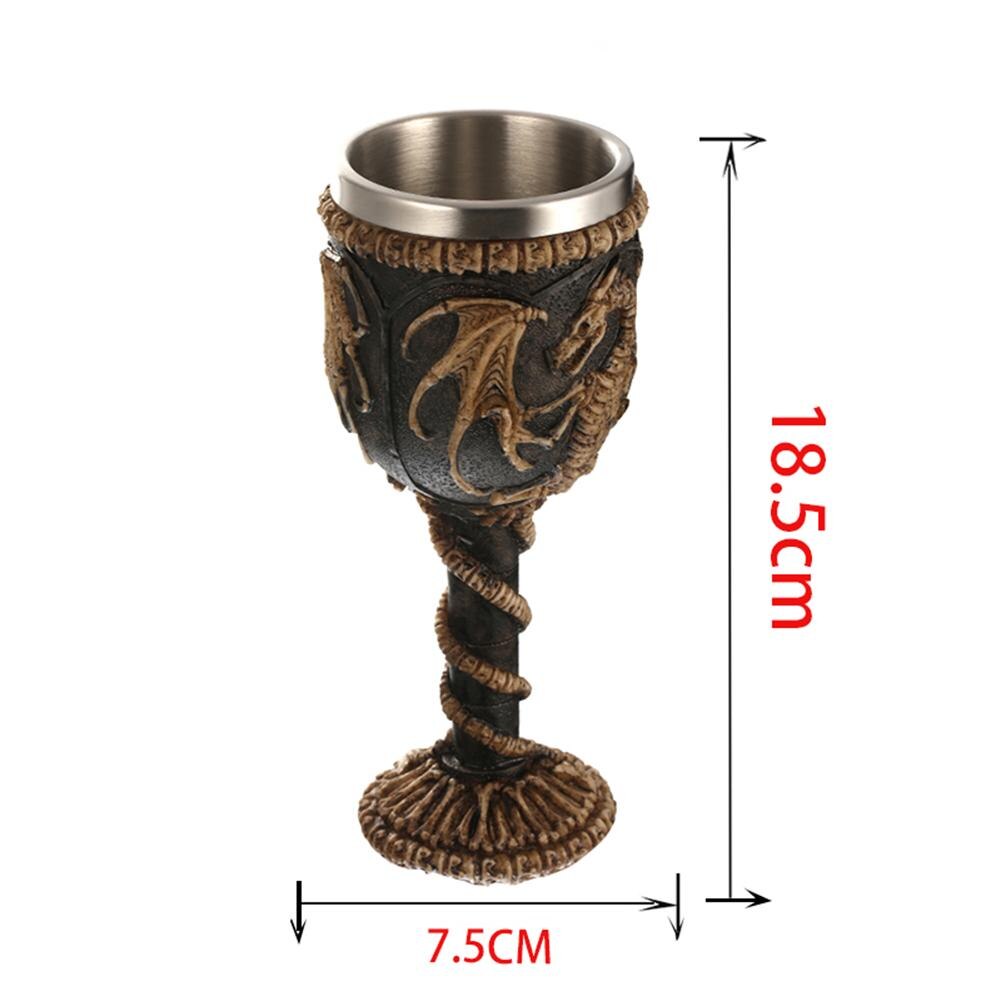 Retro horn kranium harpiks øl krus rustfrit stål 3d øl krus spil tankard kaffe kop vin glas krus drikke krus vin kop: E