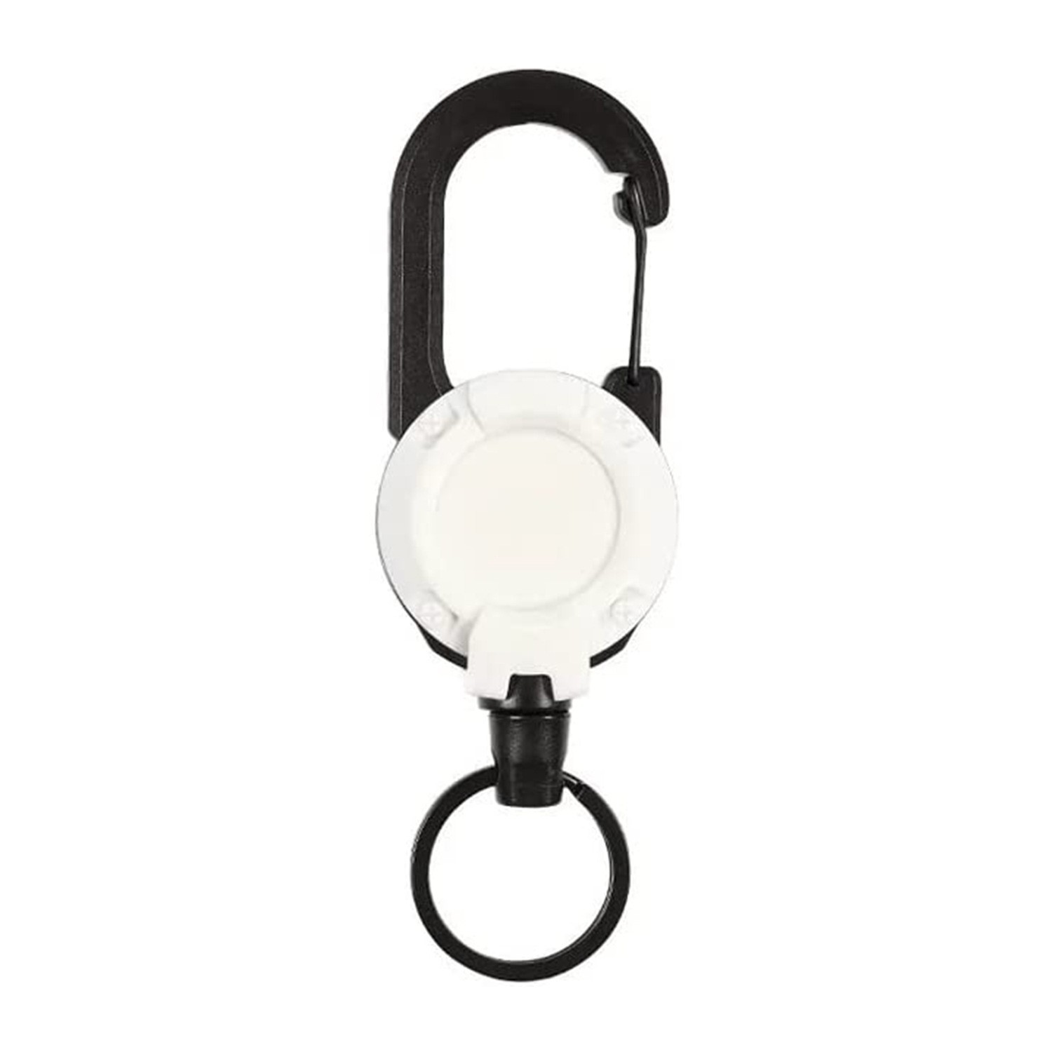 1 st stöldskyddande metallnyckelring med lättspänne, elastiskt rep, sportig infällbar nyckelring, anti-borttappad jojo, liftkort, id-kort: Vit