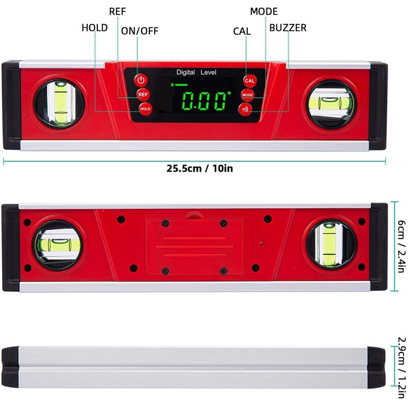 Digital Level,Digital Spirit Level High Precision Magnetic Aluminum Alloy Casting Function Gradient Measuring Instrument