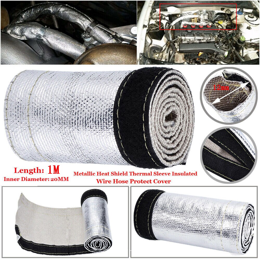 1M Metallic Heat Shield Aluminum Foil Sleeve Insulated Wire Hose Cover Wrap Loom Tube Interior Car Accessories
