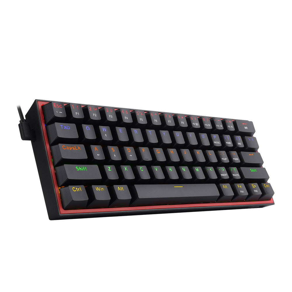 REDRAGON-miniteclado mecánico Fizz K617 para videojuegos, teclado con cable desmontable, 61 teclas, color azul, arcoíris, USB, portátil, para viaje: K617R
