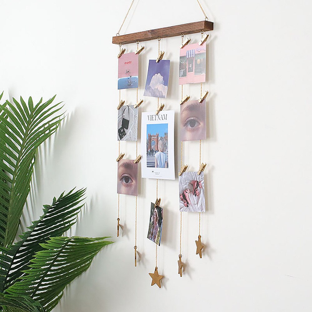 Solid Wood Photo Wall Postcard Star Display Rack Home Decor DIY To Install Wooden Crafts Stand