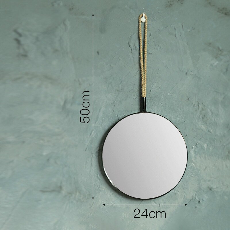 Nordisk hängspegel geometrisk rund phnom sminkspeglar väggfäste salong toalett badrum dusch spegel hemvägg dekorativ: Svart -2